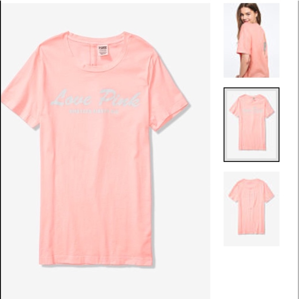 Pink Campus Sort Sleeve Slit Back Tee